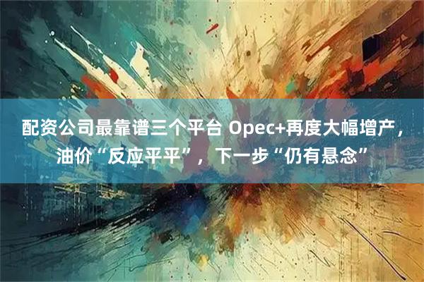 配资公司最靠谱三个平台 Opec+再度大幅增产，油价“反应平平”，下一步“仍有悬念”